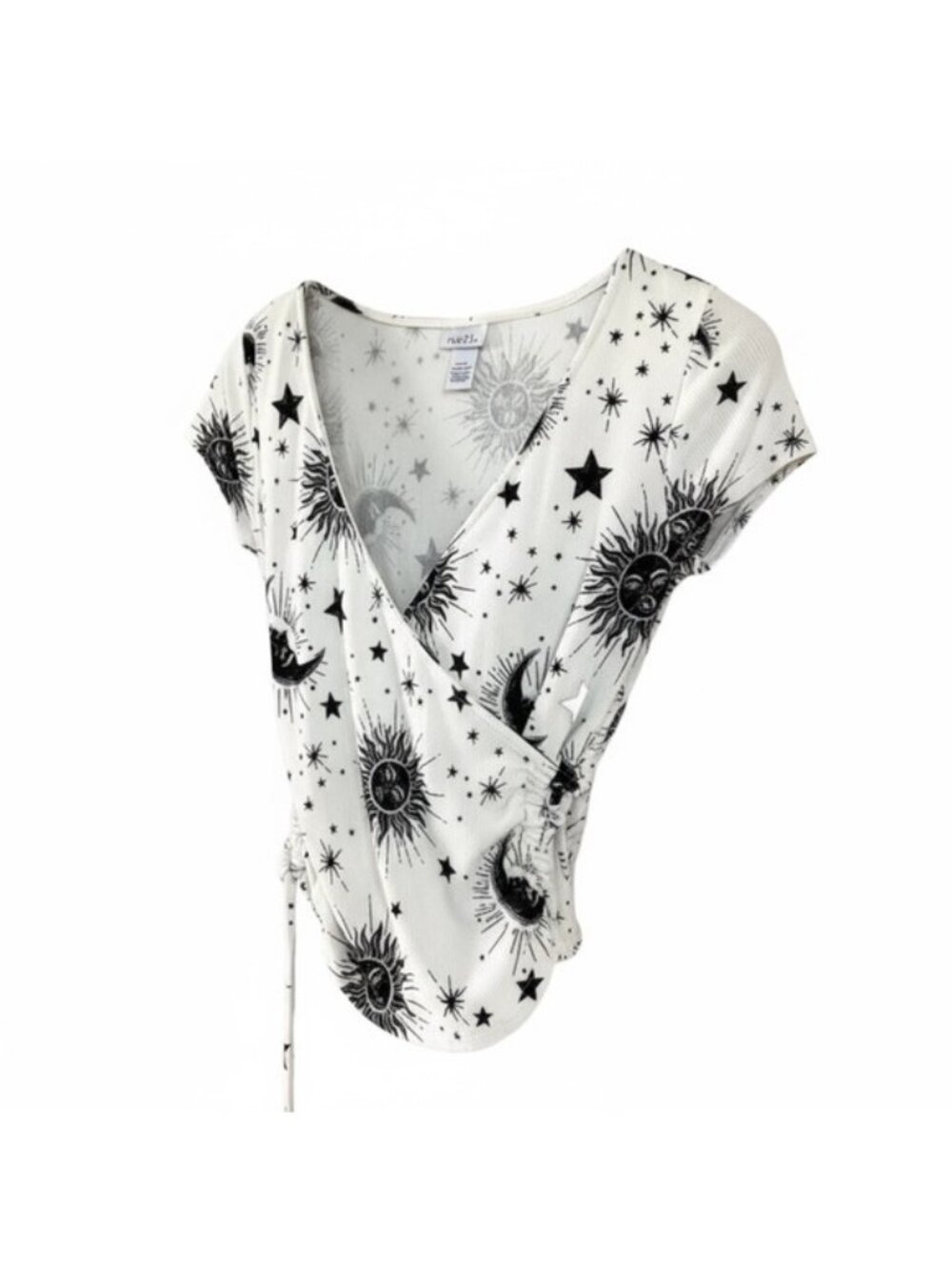 Rue 21 Juniors top, size small, black and white, sun and moon design